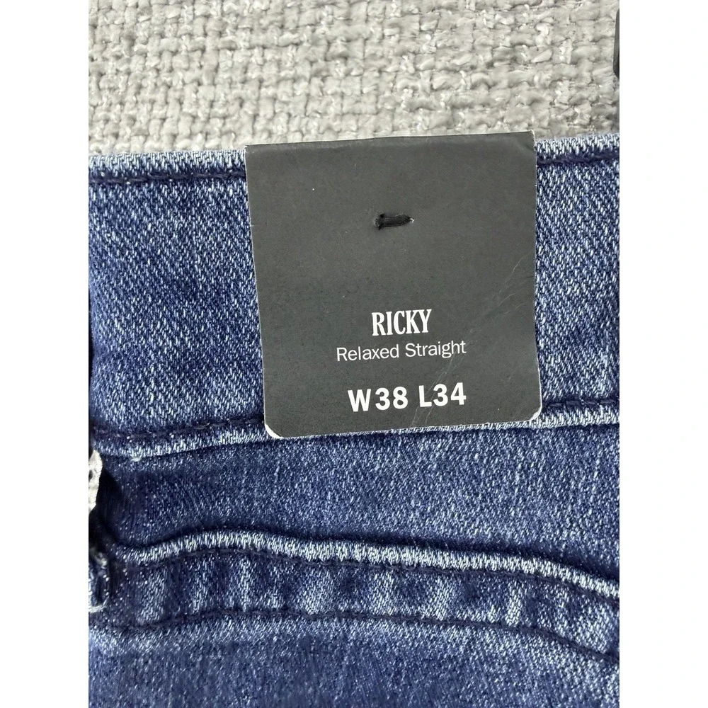 True Religion Ricky‎ Relaxed Straight Jeans Mens 38x34 (Fits 38x32.5) Tidal Wash